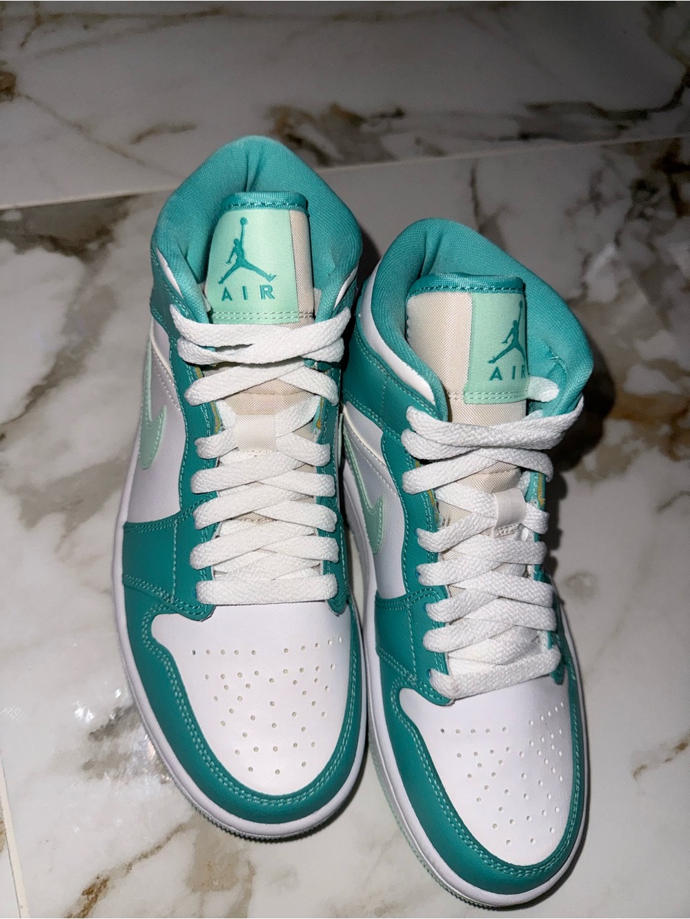 Jordan Kids Teal & White Mid-Top Sneakers